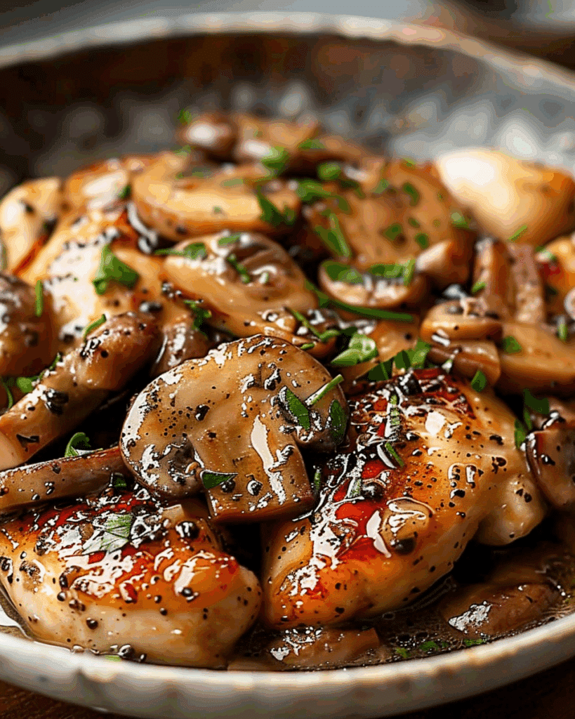 Black Pepper Chicken with Mushrooms