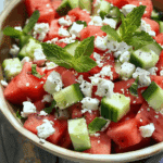 Easy Watermelon Feta Salad with Mint and Cucumber