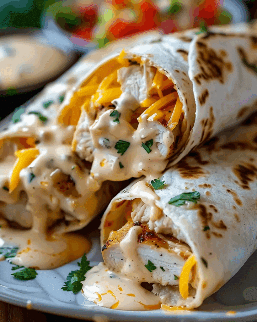Cheesy Garlic Chicken Wraps