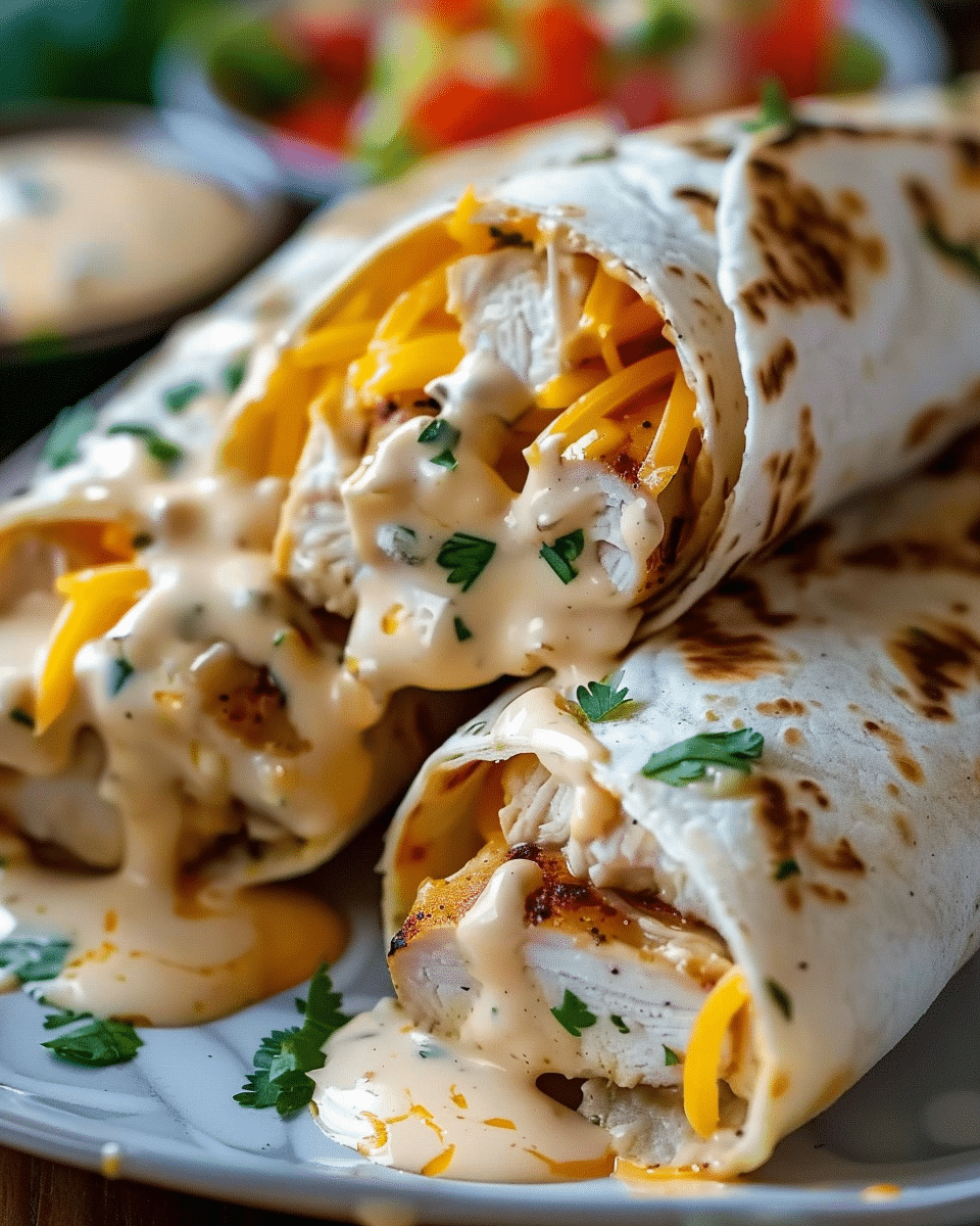 Cheesy Garlic Chicken Wraps