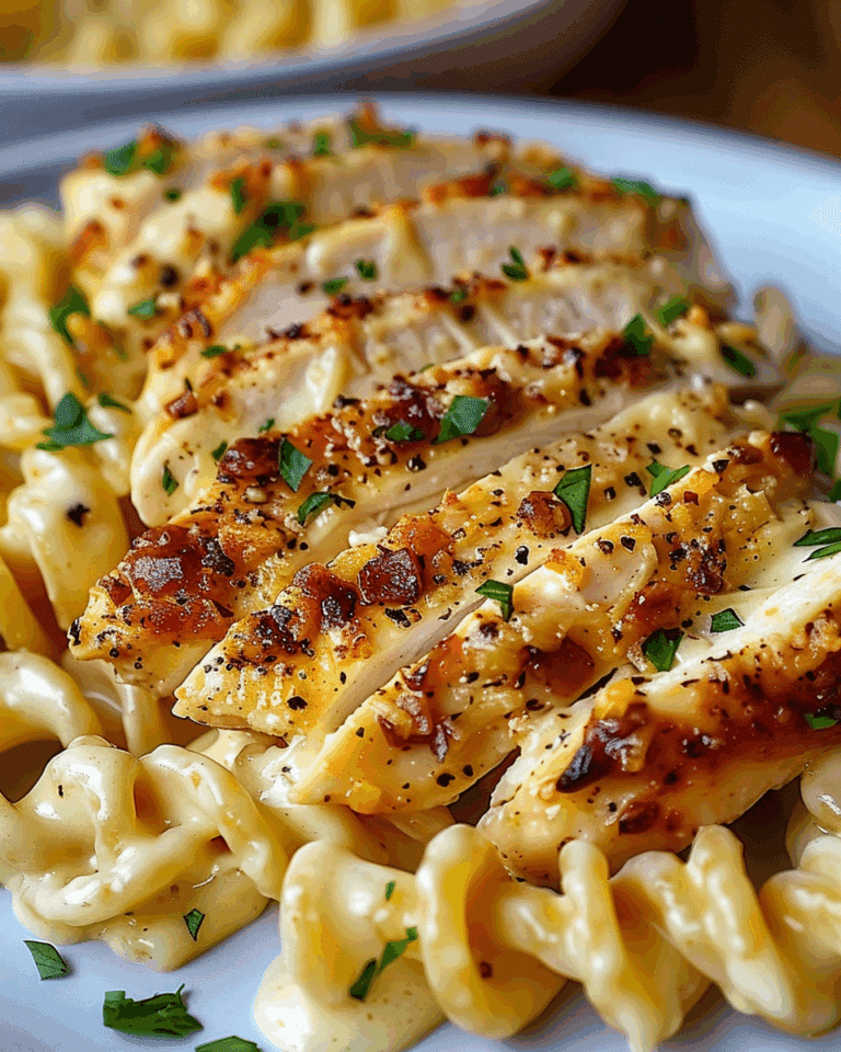 Creamy Garlic Parmesan Chicken with Cheesy Twisted Pasta