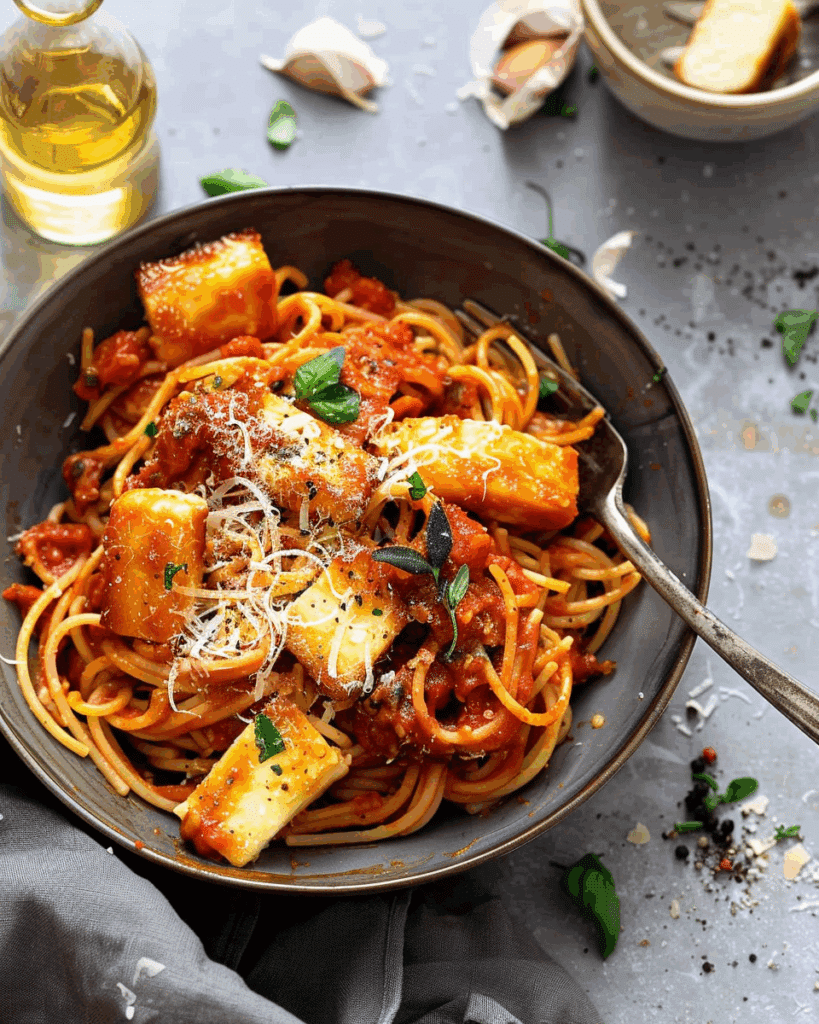 Easy Halloumi Pasta with Rich Tomato Sauce