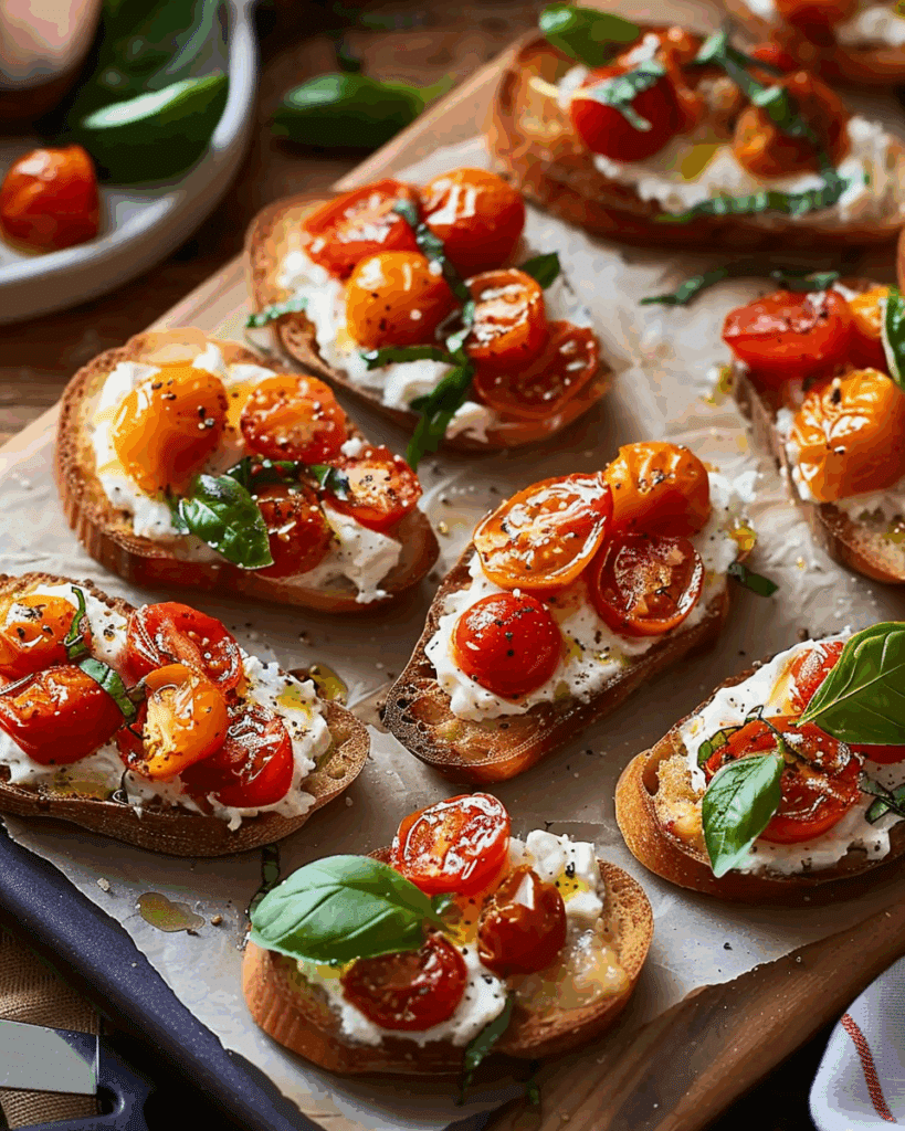 Slow-Roasted Cherry Tomato Bruschetta