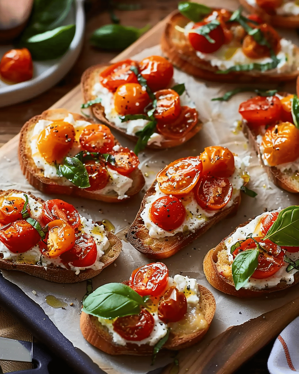 Slow-Roasted Cherry Tomato Bruschetta