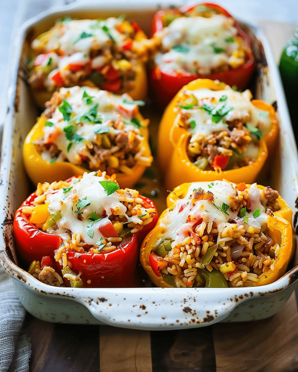 Stuffed Bell Peppers with Turkey and Rice