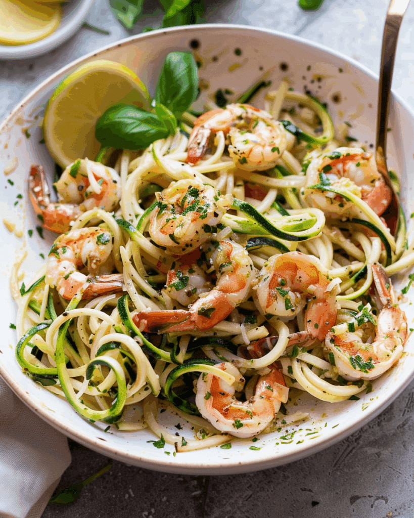 15 Minute Garlic Shrimp Zoodles Recipe