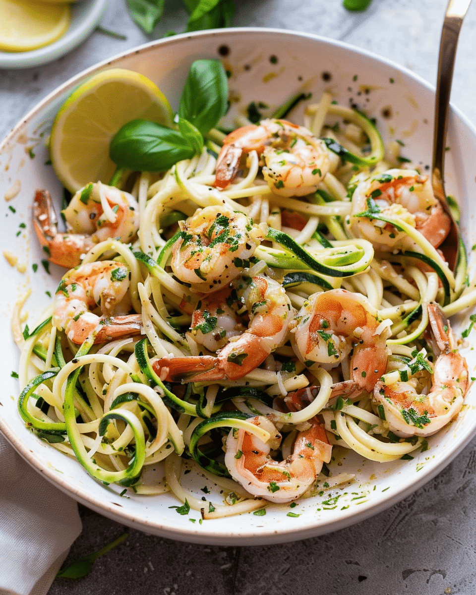 15 Minute Garlic Shrimp Zoodles Recipe