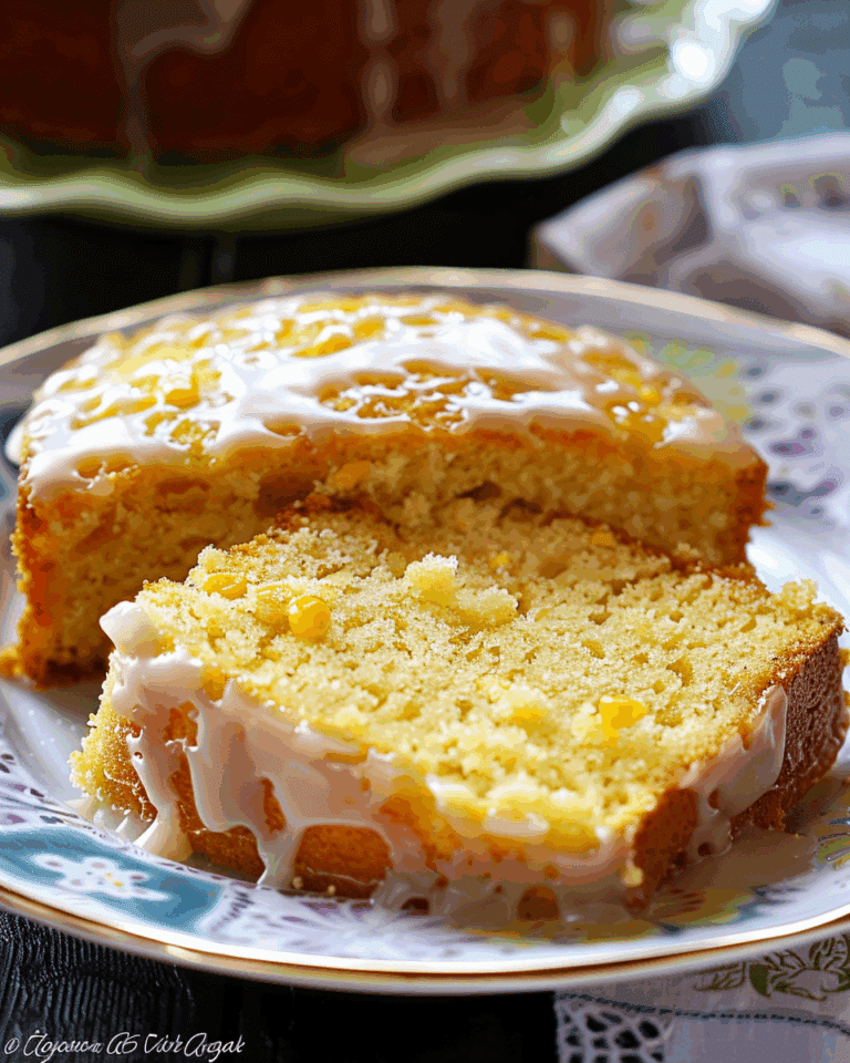 Eggless Sweet Corn Cake with Vanilla Glaze