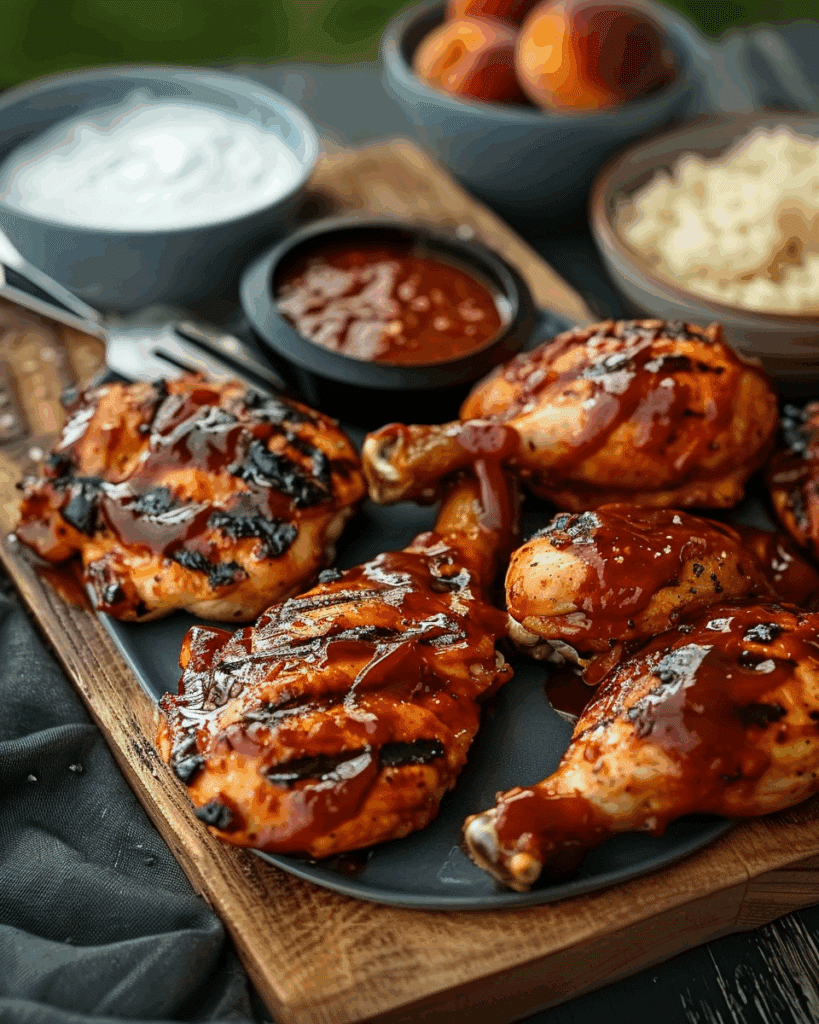 Juicy Grilled Chicken with Homemade Peach BBQ Sauce