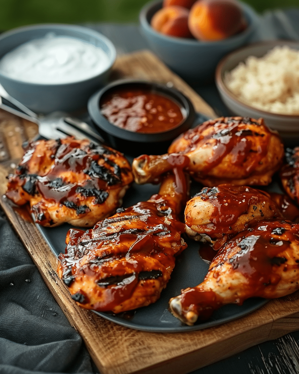 Juicy Grilled Chicken with Homemade Peach BBQ Sauce