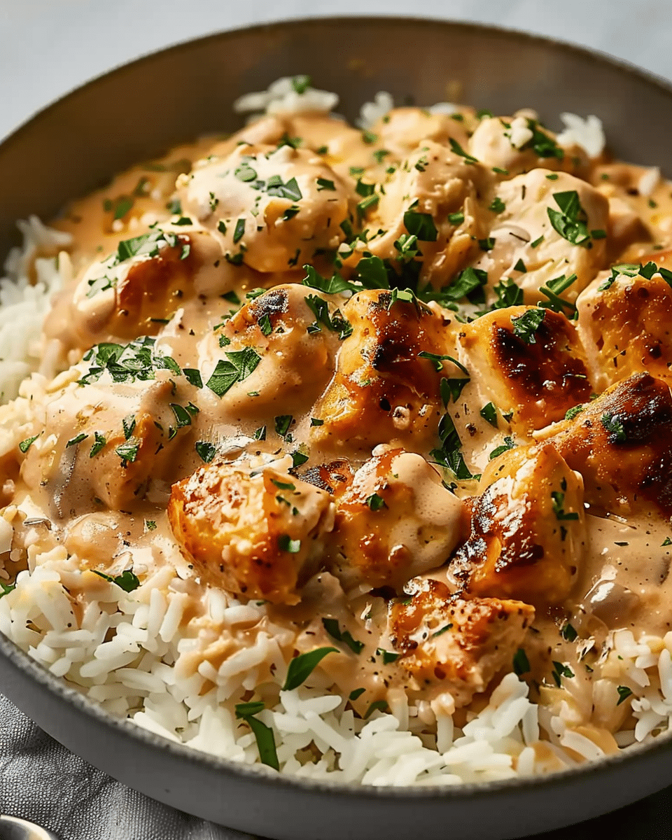 Creamy Smothered Chicken and Rice Recipe