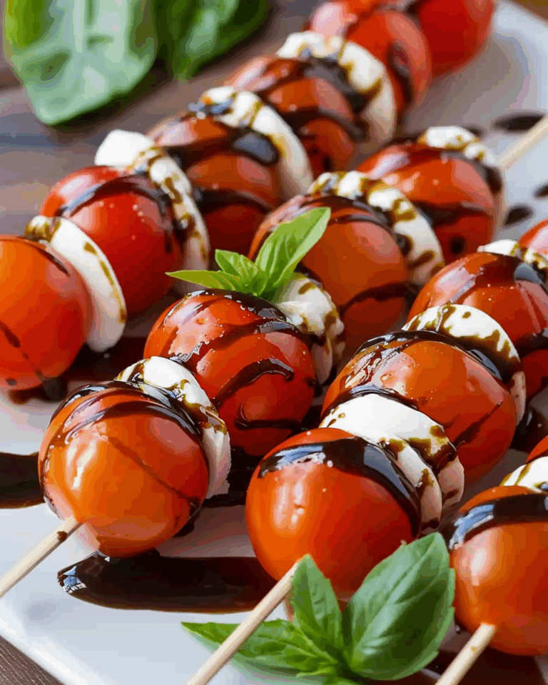 Mini Caprese Skewers with Balsamic Glaze