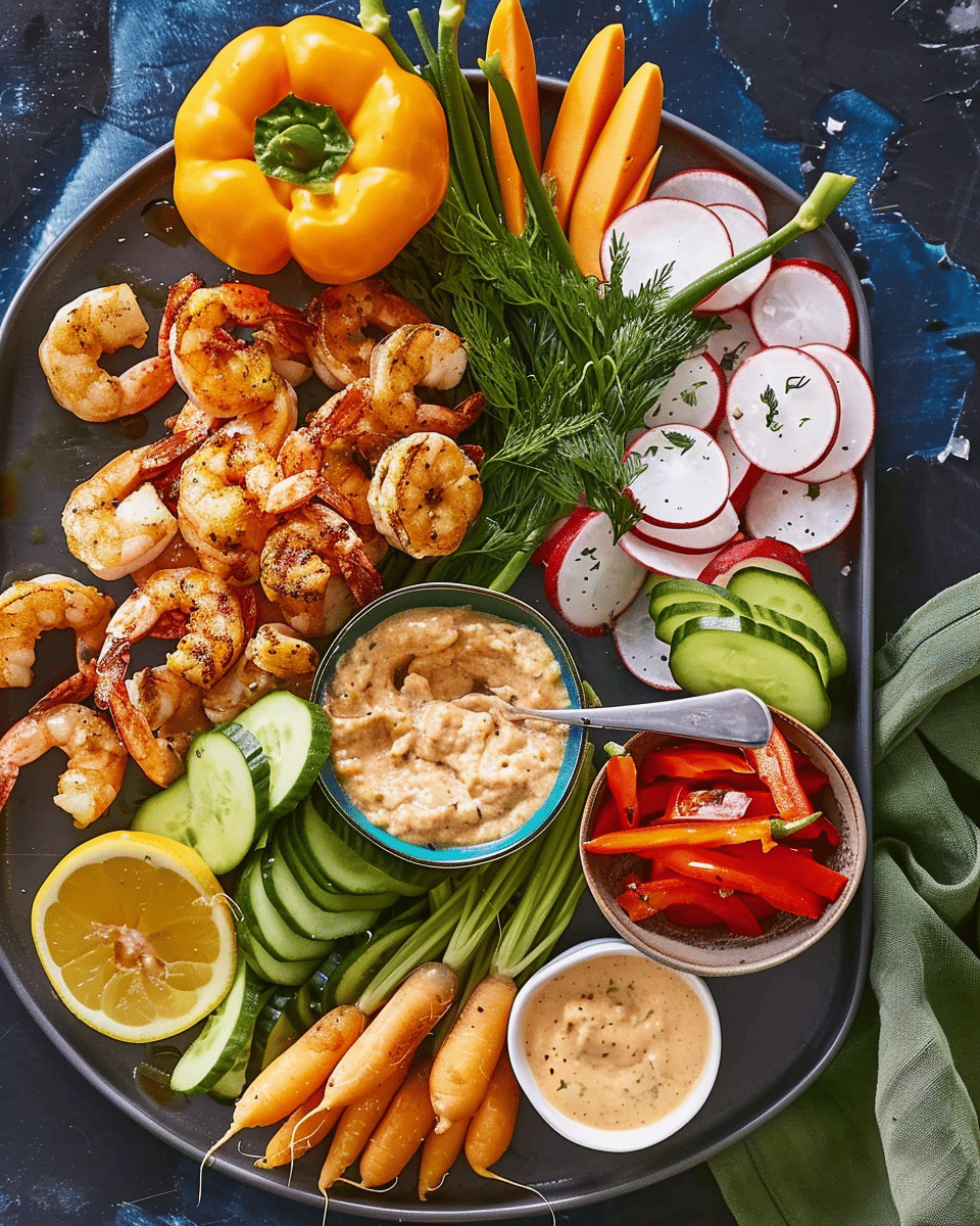 Old Bay Rémoulade with Crudités and Shrimp
