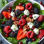 Berry Spinach Salad with Pecans, Feta & Balsamic Glaze