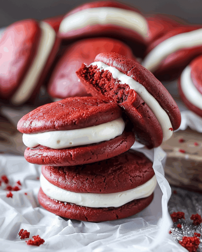 Red Velvet Whoopie Pies with Cream Cheese Filling