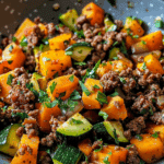 Ground Beef Zucchini Sweet Potato Skillet