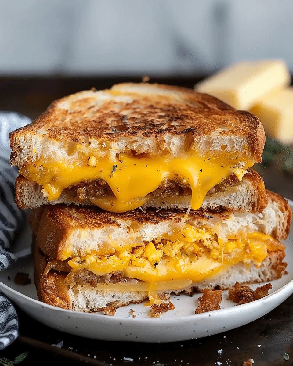 Breakfast Grilled Cheese with Beef 