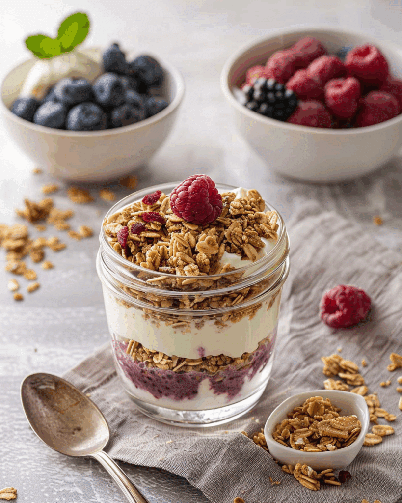 Vegan Breakfast Parfait with Yogurt & Granola