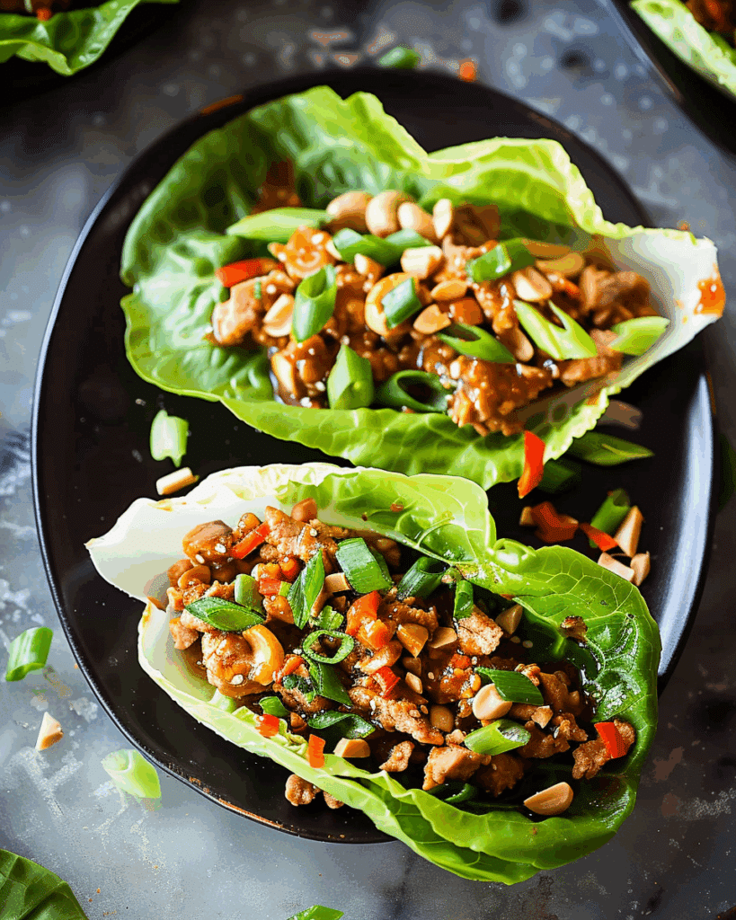 Easy Chinese Lettuce Wraps with Peanut Sauce