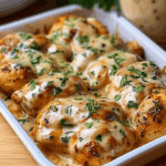 High Protein Creamy Garlic Cheesy Chicken & Potatoes