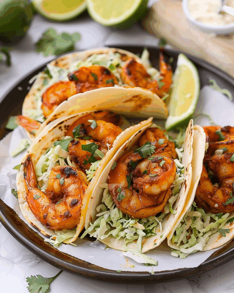 Cilantro Lime Shrimp Tacos with Creamy Slaw