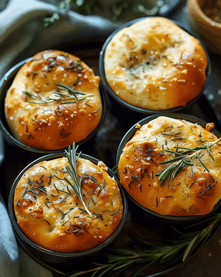 Golden Crust Garlic Rosemary Focaccia Muffins