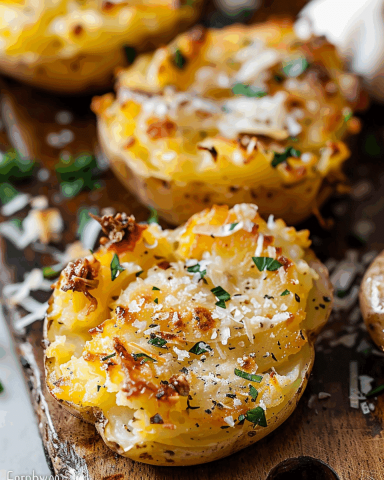 Baked Smashed Potatoes With Garlic & Parmesan