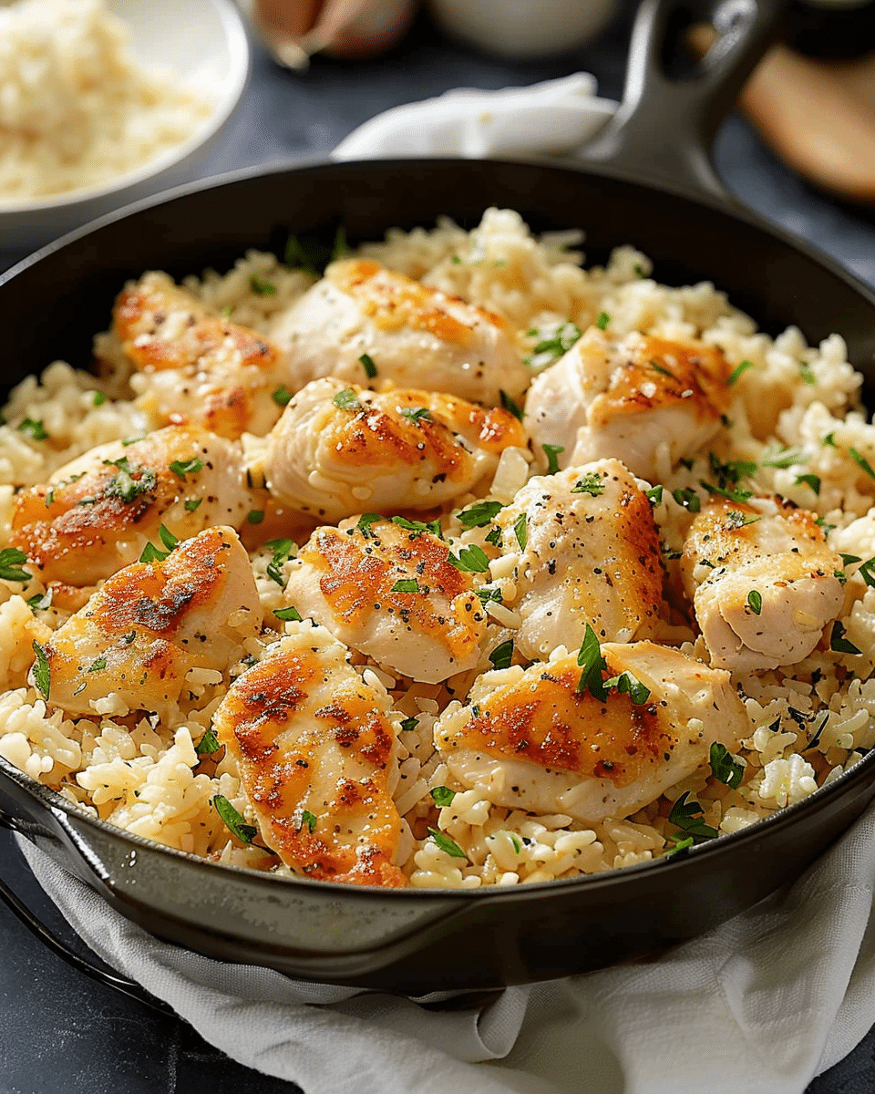 Chicken Scampi with Garlic Parmesan Rice