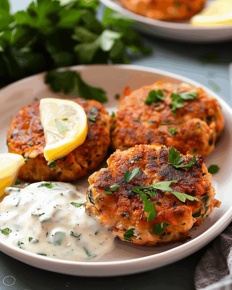 Easy Salmon Patties with Creamy Lemon-Garlic Sauce