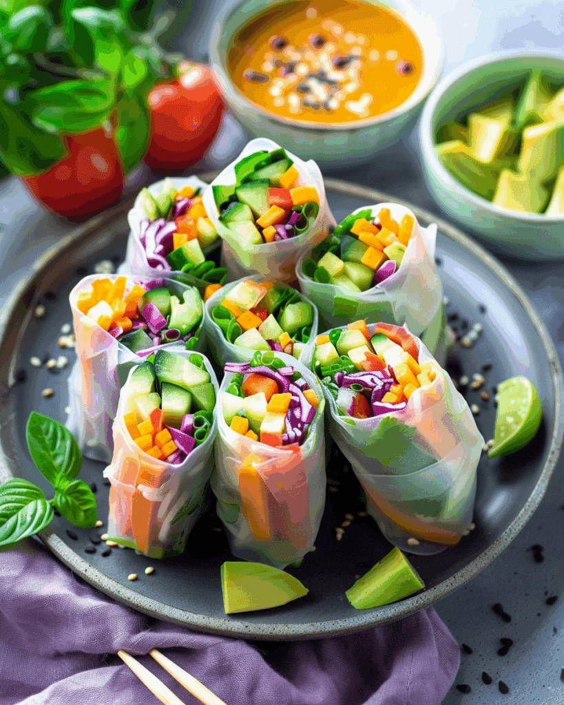 Rainbow Veggies Rice Paper Rolls