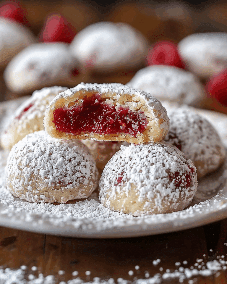 Raspberry Filled Almond Snowball Cookies Recipe