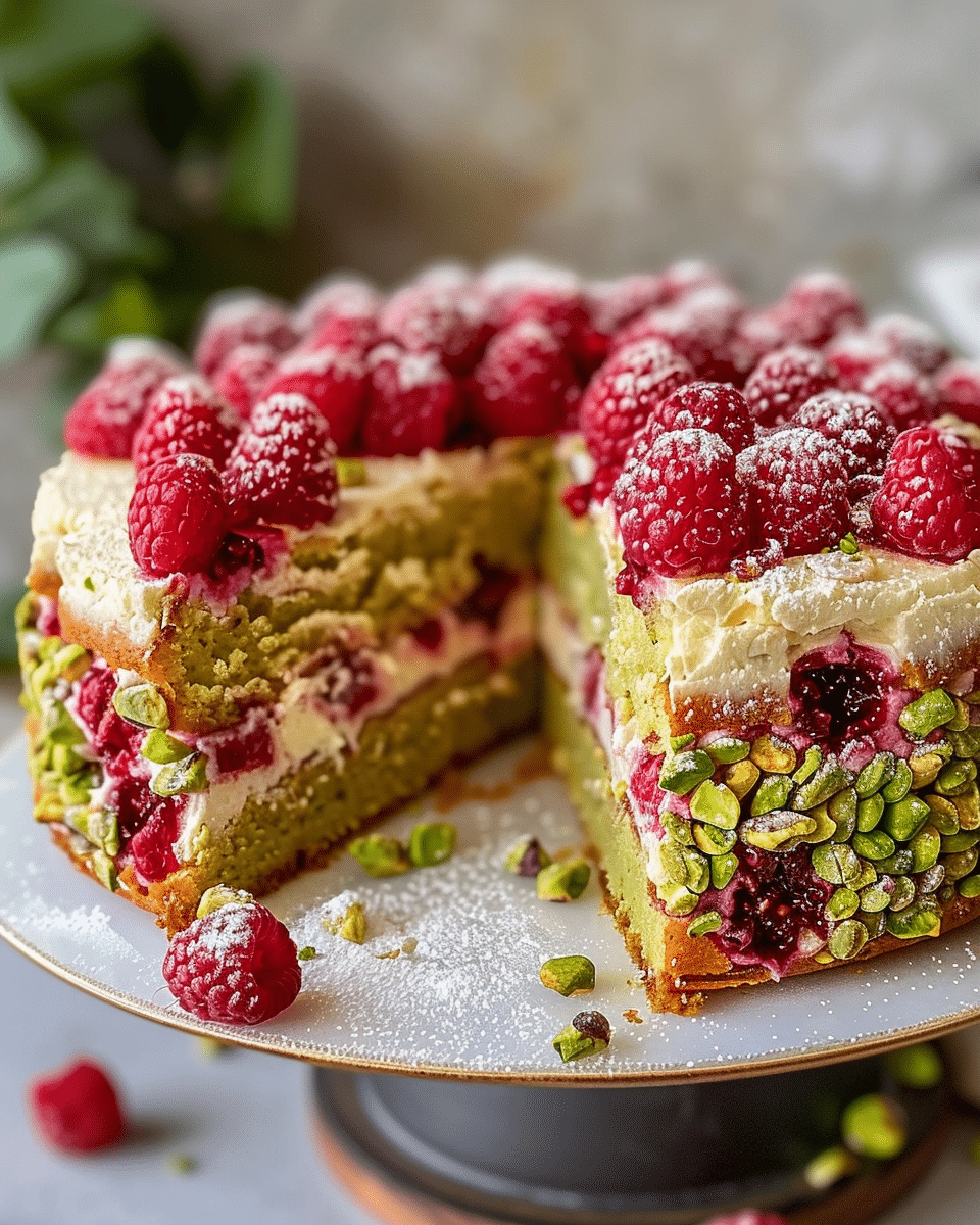 Heavenly Pistachio Raspberry Dream Cake
