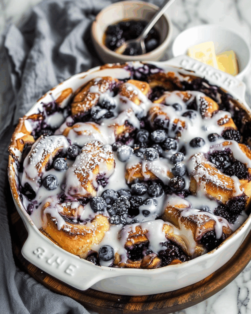 Blueberry Cinnamon Roll Casserole