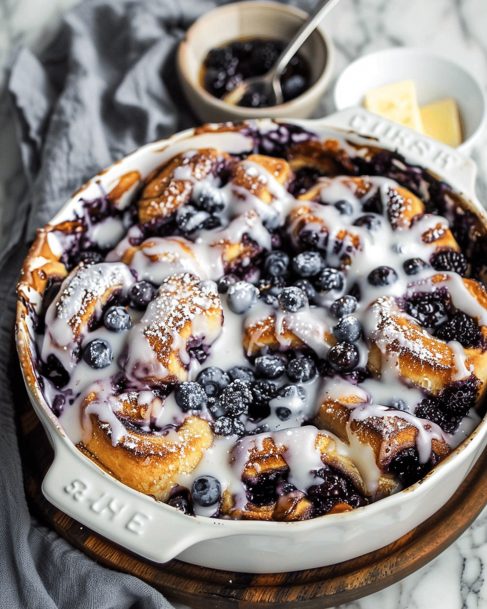 Blueberry Cinnamon Roll Casserole