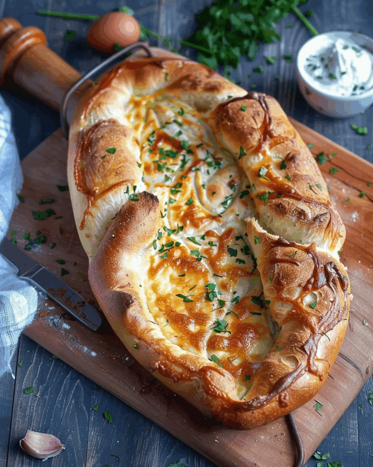 Imeruli Khachapuri (Georgian Cheese Filled Bread)