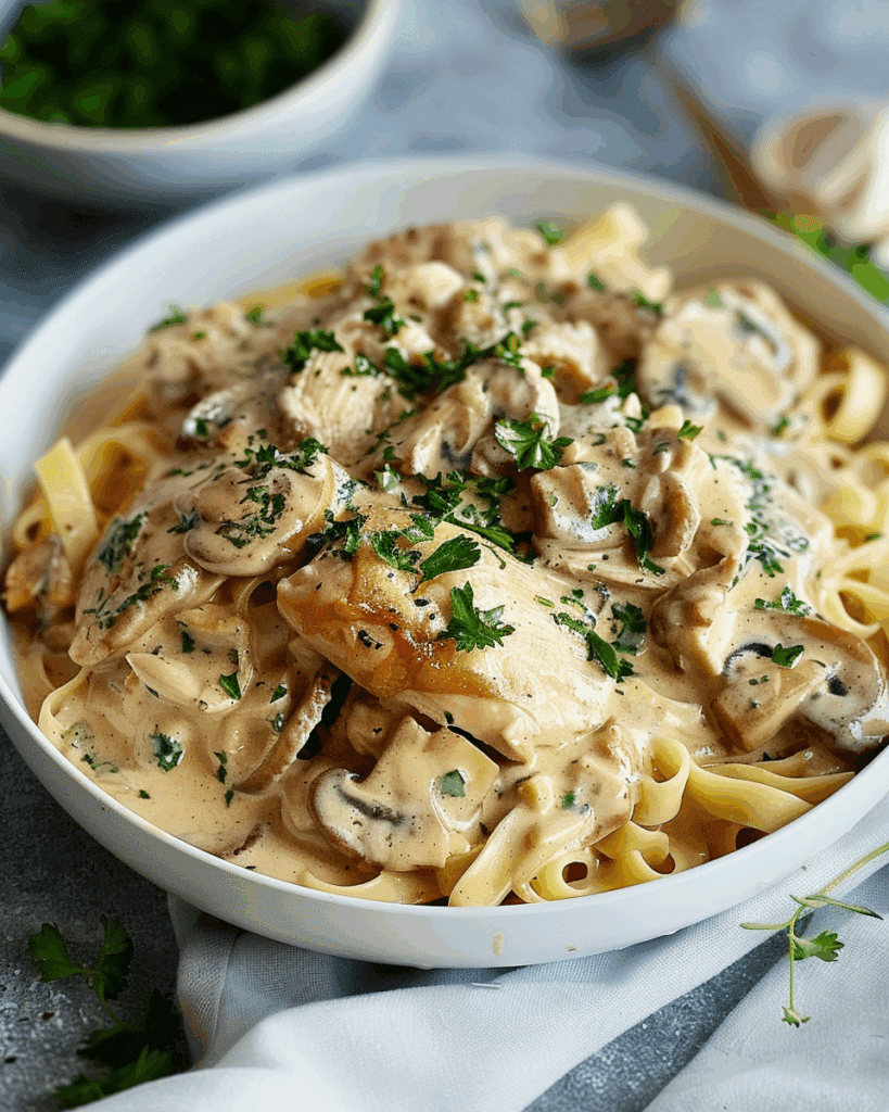 Leftover Roast Chicken Stroganoff