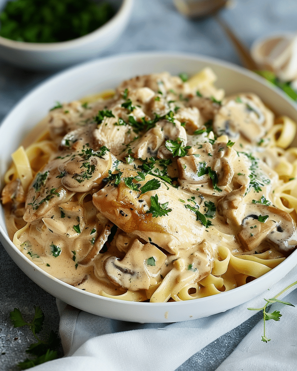 Leftover Roast Chicken Stroganoff
