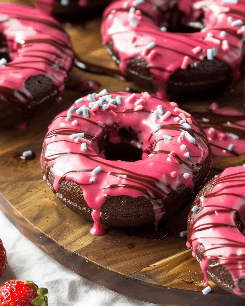 Low‑Calorie Strawberry Chocolate Glazed Donuts