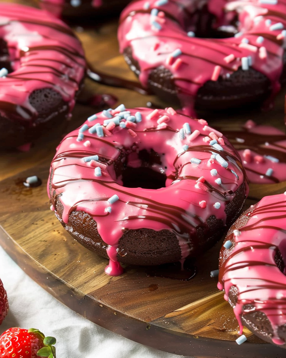 Low‑Calorie Strawberry Chocolate Glazed Donuts