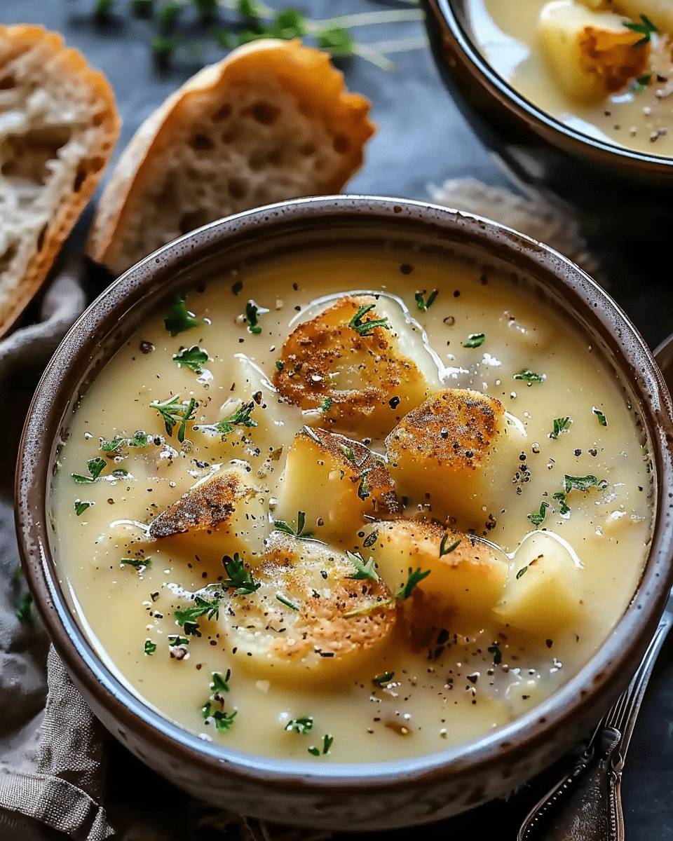 Hearty Cheddar Garlic Herb Potato Soup Recipe