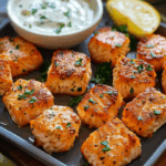 Air Fryer Salmon Bites with Garlic Cream Sauce