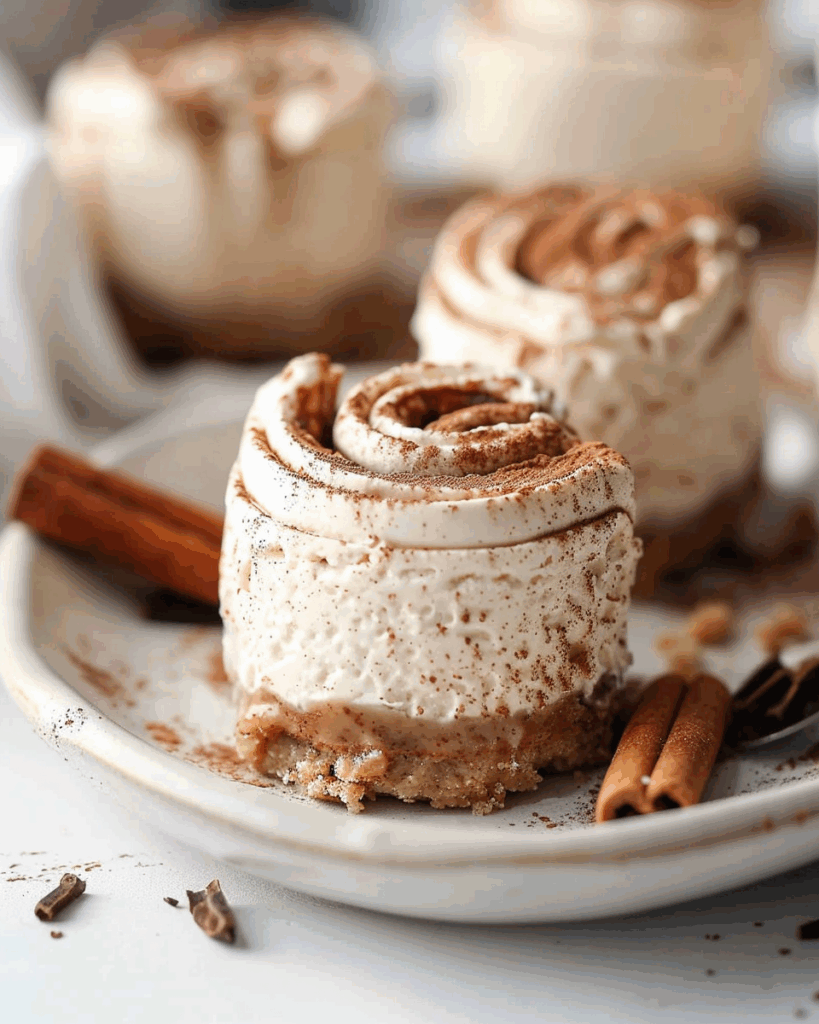 Mini No‑Bake Cinnamon Roll Cheesecakes