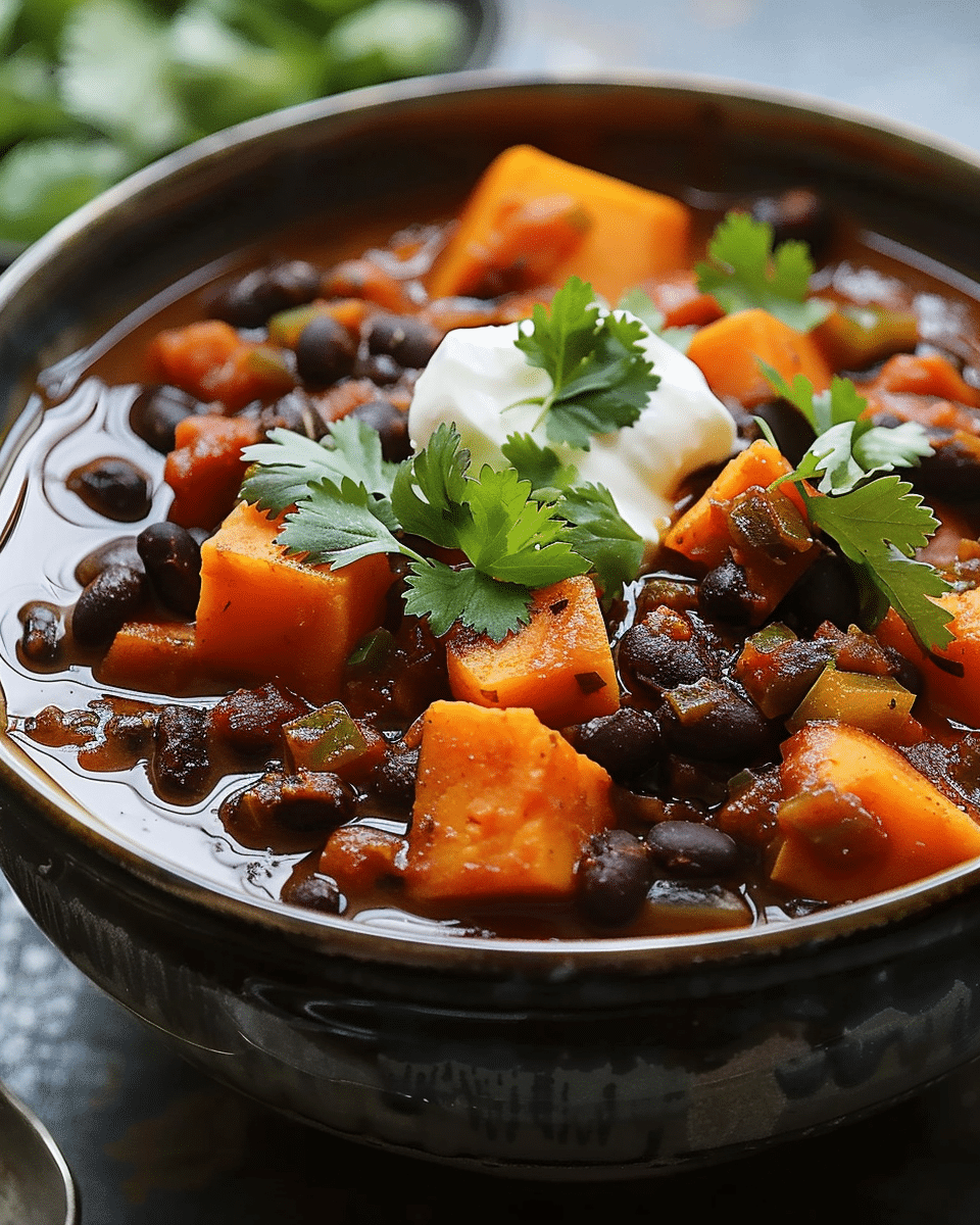 Slow Cooker Sweet Potato Black Bean Chili