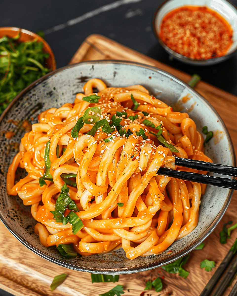 Creamy Gochujang Udon Noodles