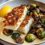 Healthy Cod and Roasted Brussels Sprouts Bowls with Lemon Garlic Butter Recipe