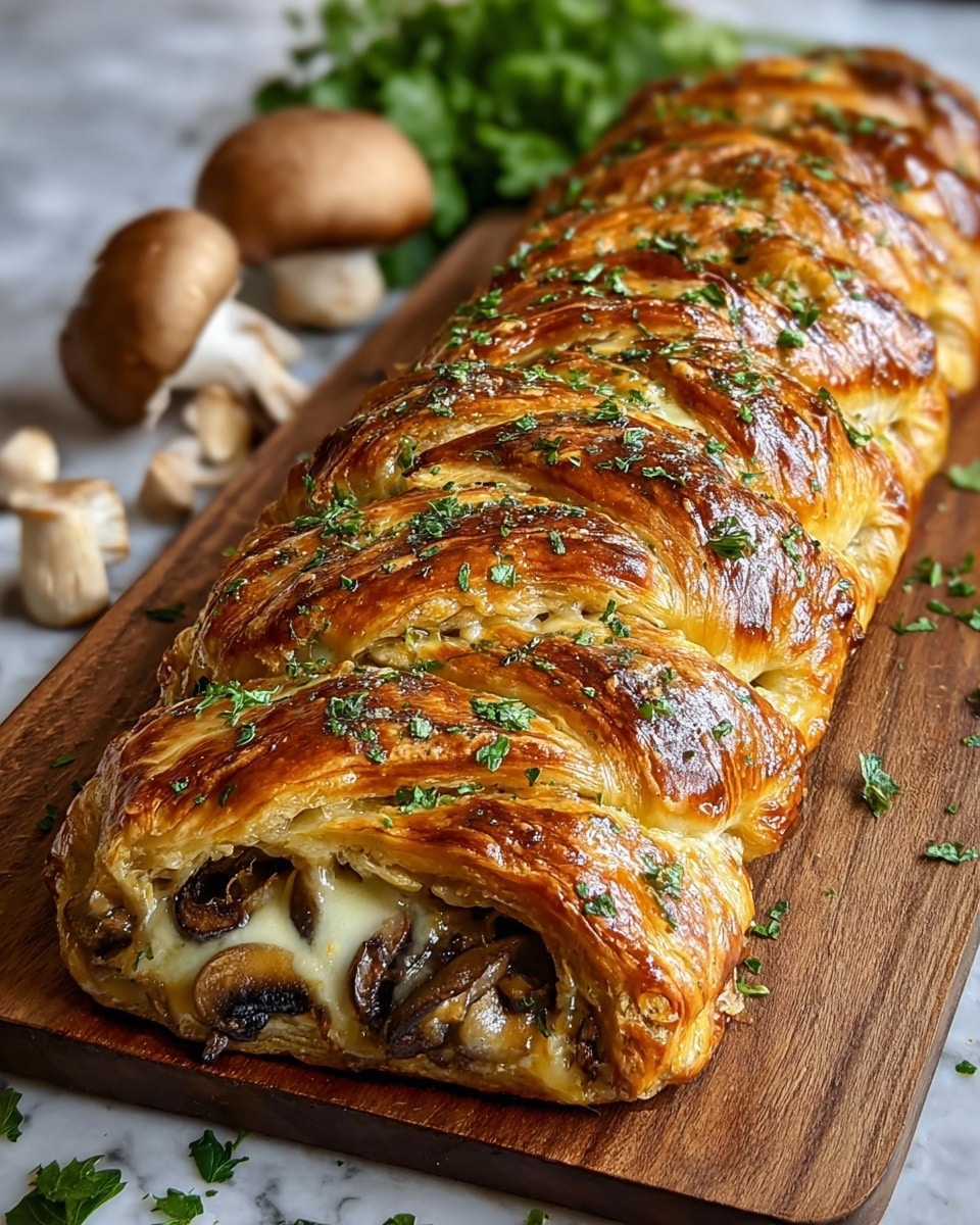 Savory Mushroom & Gruyère Puff Pastry Braid Recipe