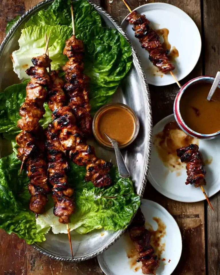 Coconut Chicken Skewers with Peanut Sauce and Coconut Cream Glaze Recipe