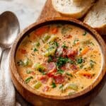Creamy Vegetable Soup with Potatoes, Broccoli, Corn, and Cheddar Recipe