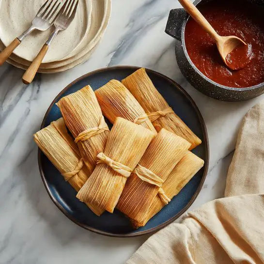 Homestyle Beef Tamales with Red Chile Sauce and Potatoes Recipe