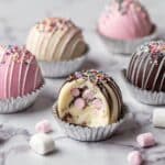 Festive Personalized Hot Chocolate Bombs with Mini Marshmallows and Sprinkles Recipe